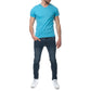 T-shirt Uomo Turchese in Cotone con Bottoni