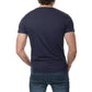 T-shirt uomo blu navy in cotone con scollo a V e bottoni