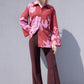 Camicia oversize in satin con stampa floreale