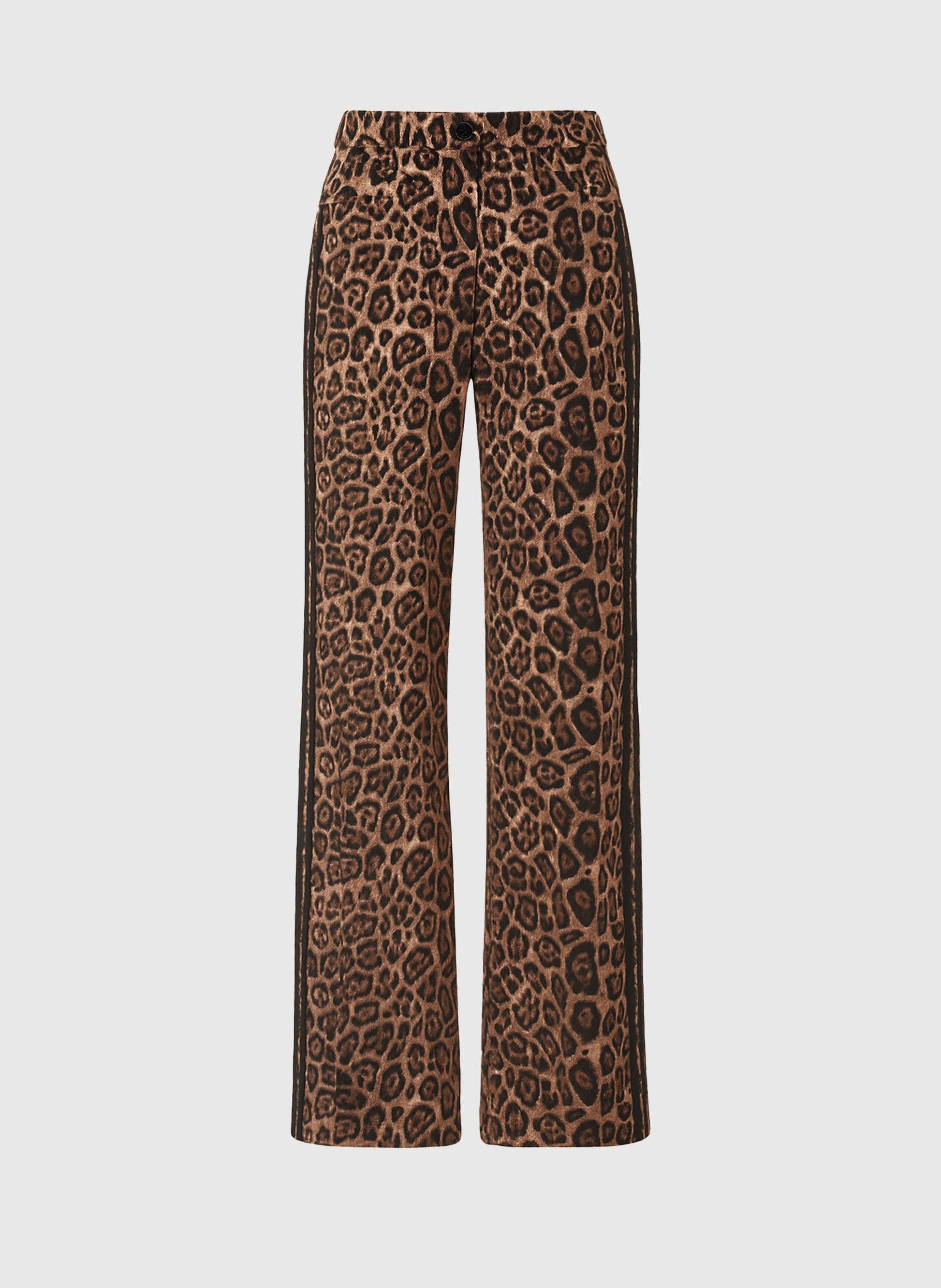 Pantaloni a zampa animalier vita alta