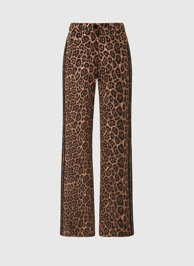 Pantaloni a zampa animalier vita alta