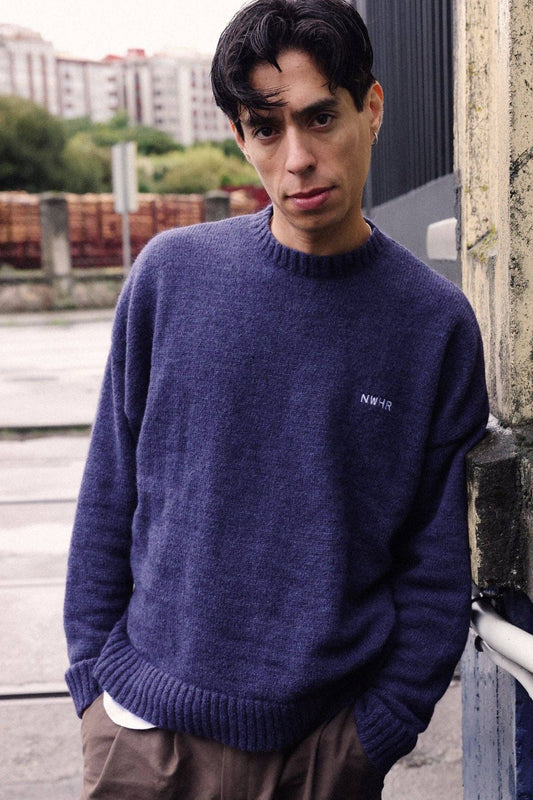 Maglione boxy blu effetto spazzolato