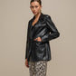 Blazer in ecopelle nero da donna