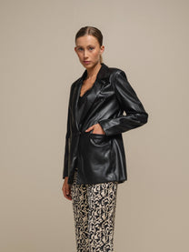 Blazer in ecopelle nero da donna