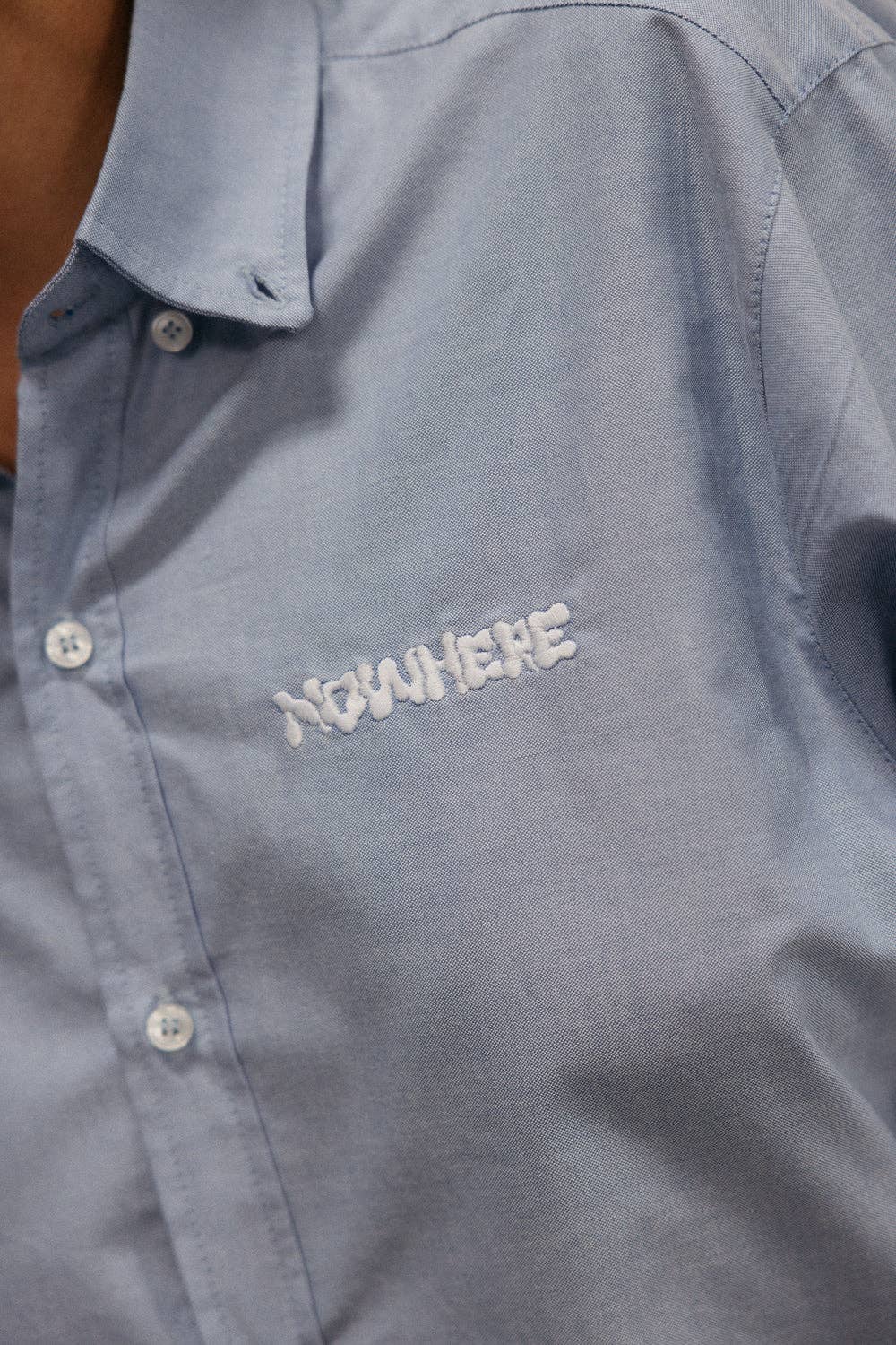 Camicia oversize in twill blu