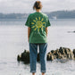 T-shirt Verde Sole con Stampa Sole