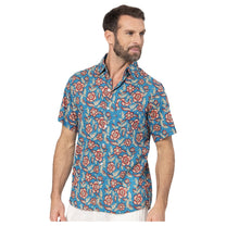 Camicia estiva a maniche corte in voile di cotone con stampa floreale