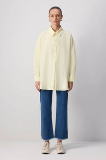 Camicia oversize in popeline giallo limone in misto cotone