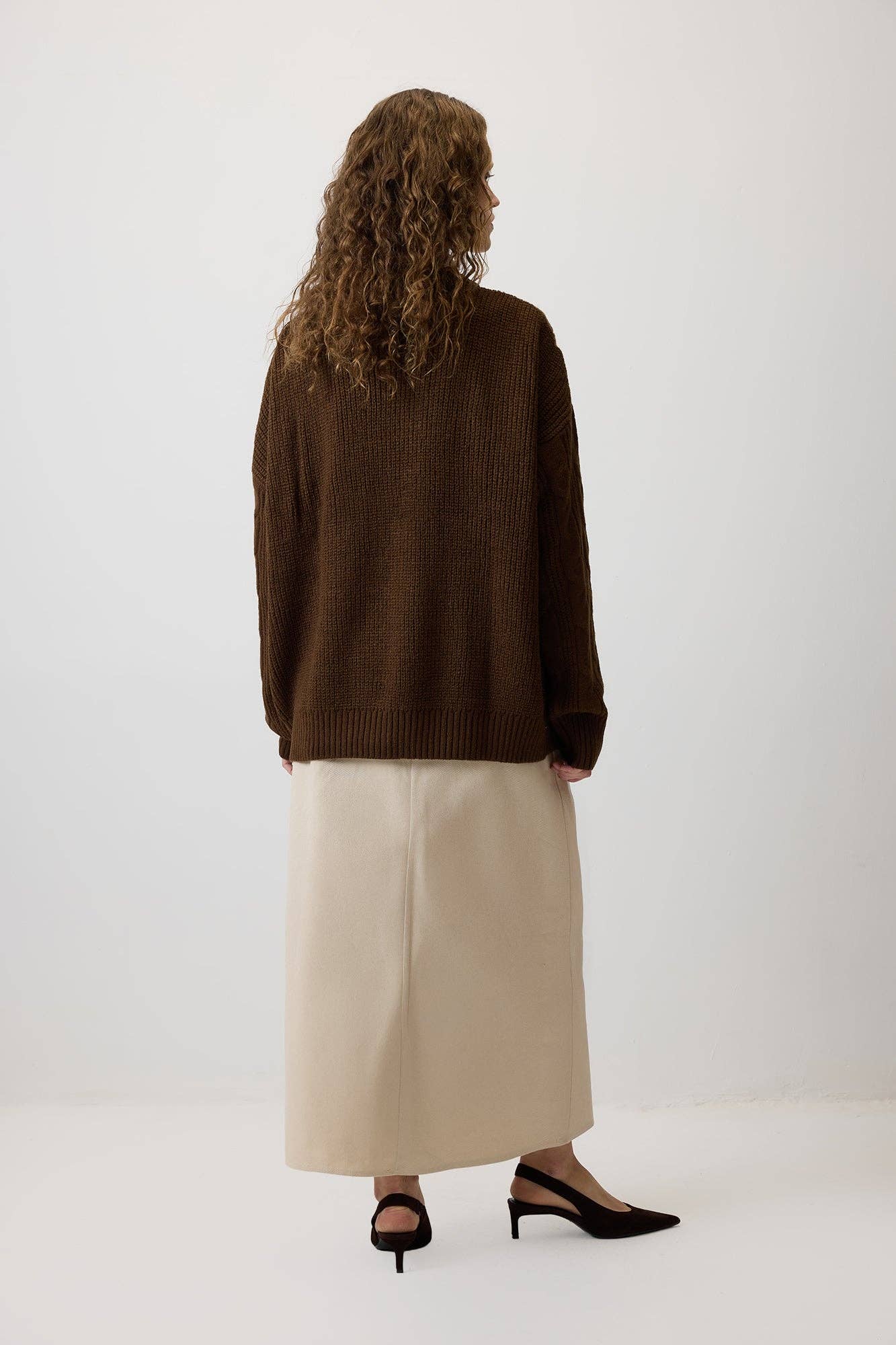 Maglione girocollo in maglia a trecce