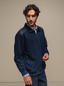 Polo da uomo con mezza zip in cotone e poliestere