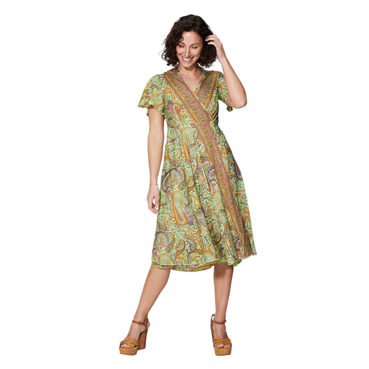 Abito estivo midi a maniche corte con stampa boho