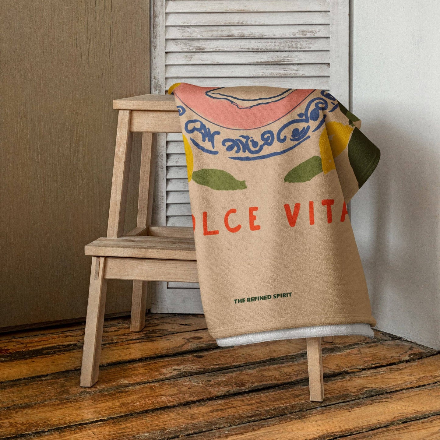 Asciugamano mare “Dolce Vita” con stampa limoni