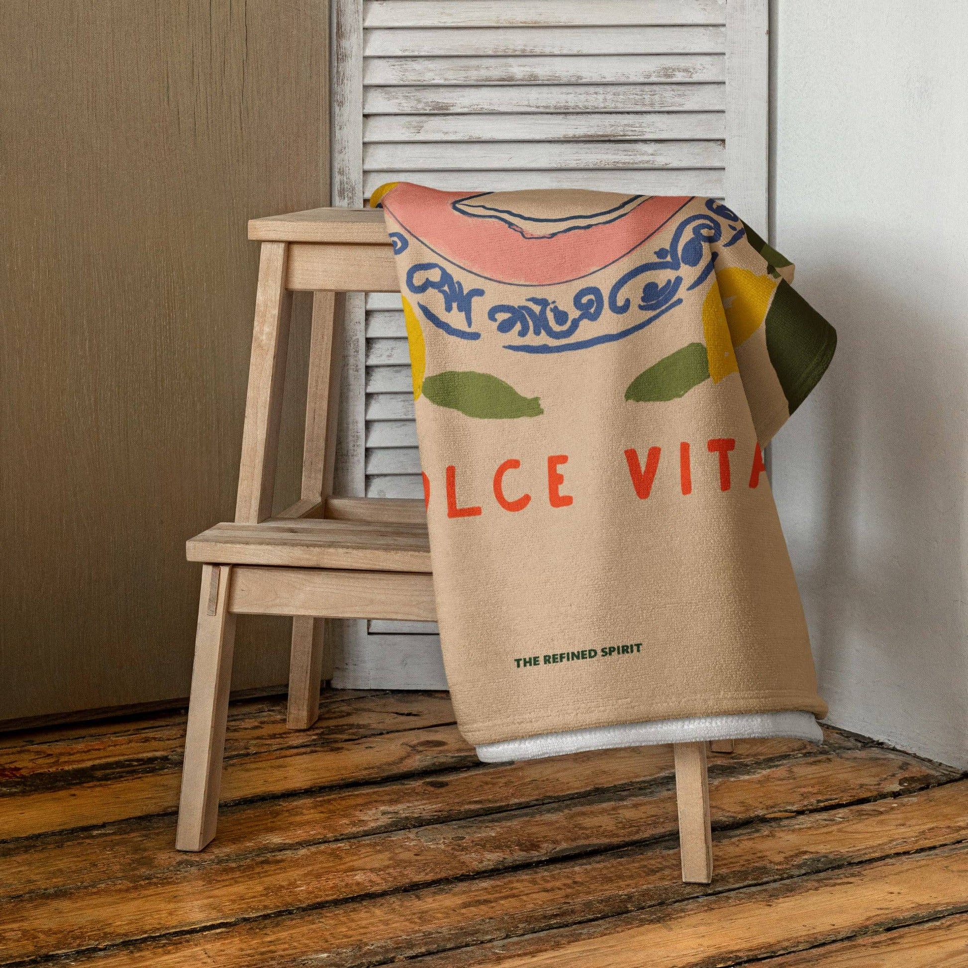 Asciugamano mare “Dolce Vita” con stampa limoni