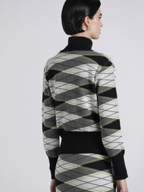 Giacca in maglia jacquard geometrica