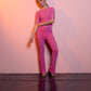 Pantaloni in maglia lurex a coste