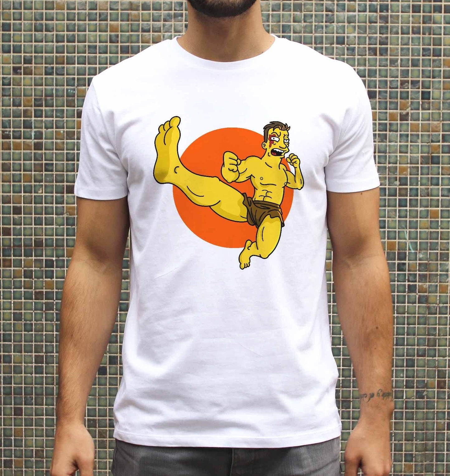T-shirt umoristica pop culture stile Simpson Van Damme
