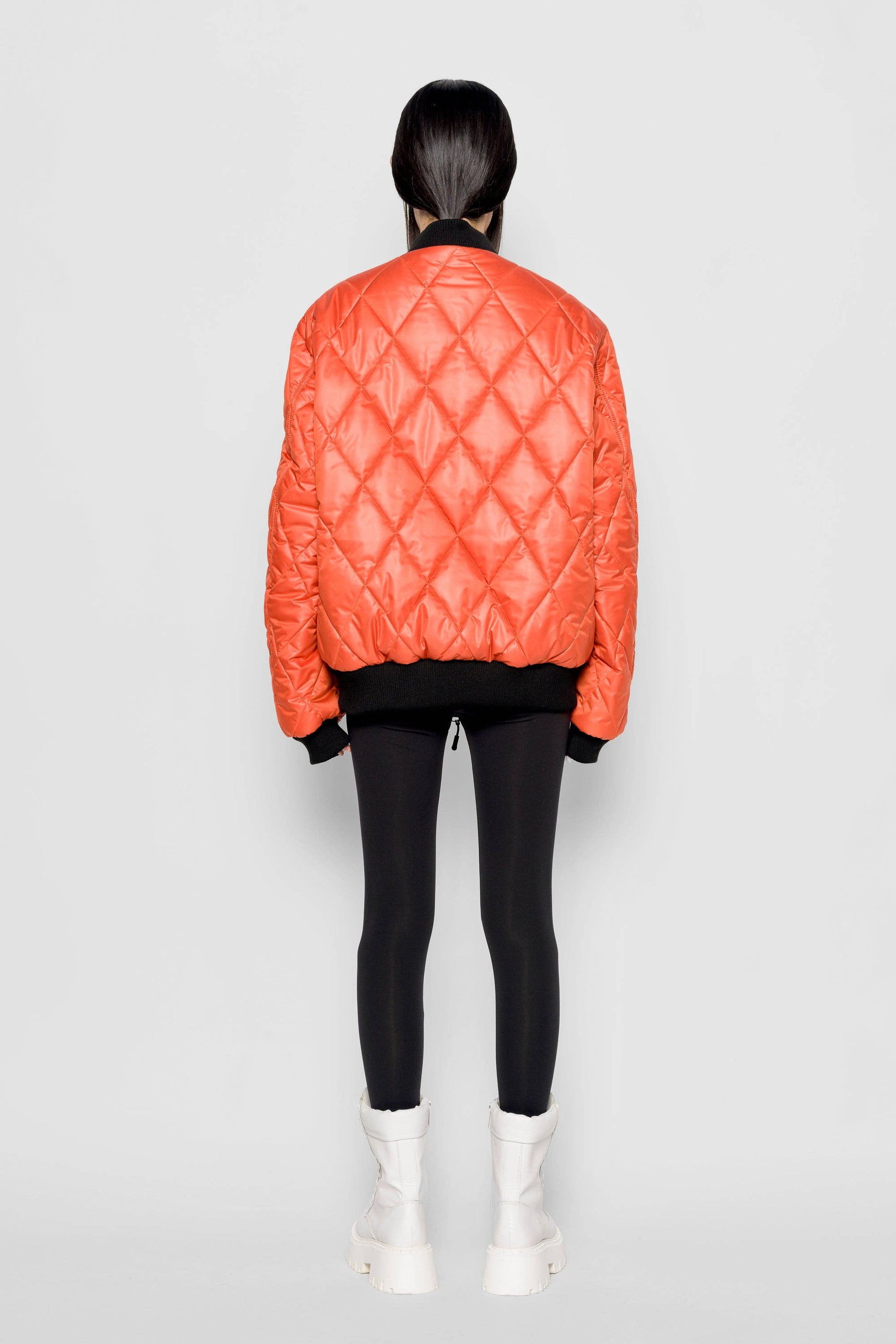 Bomber trapuntato a rombi arancione Gregorio