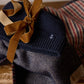 Berretto in maglia blu navy con risvolto