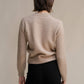 Maglione girocollo in tweed cropped in lana riciclata