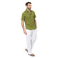 Camicia estiva uomo in lino a maniche corte verde