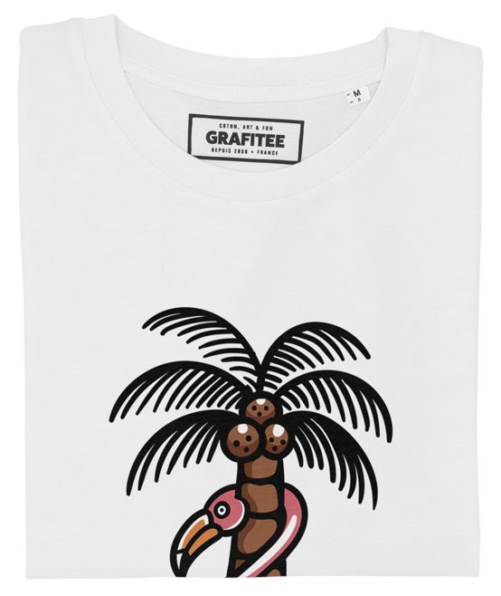 T-shirt grafica Flamingo Palm in cotone biologico