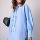 Tunica in cotone con collo a camicia e fiocco