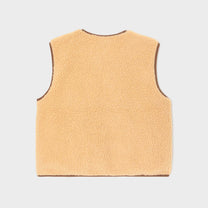Gilet sherpa smanicato con zip beige da donna