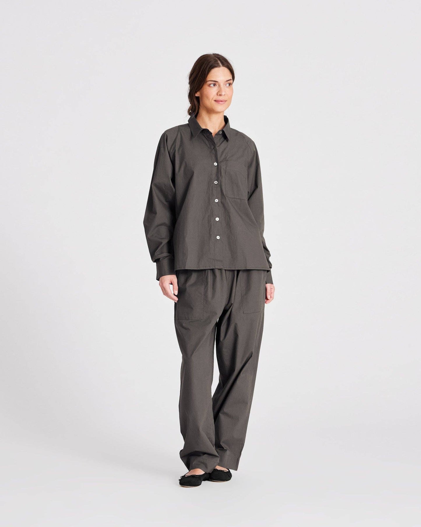 Camicia corta in popeline con maniche raglan Bella