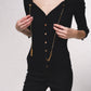 Cardigan in maglia a coste con catene dorate