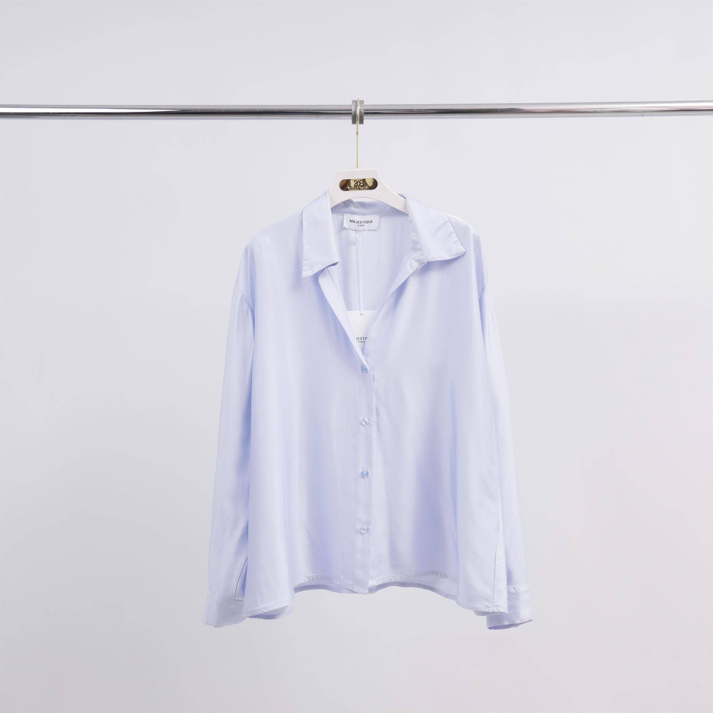 Camicia satinata in viscosa e seta