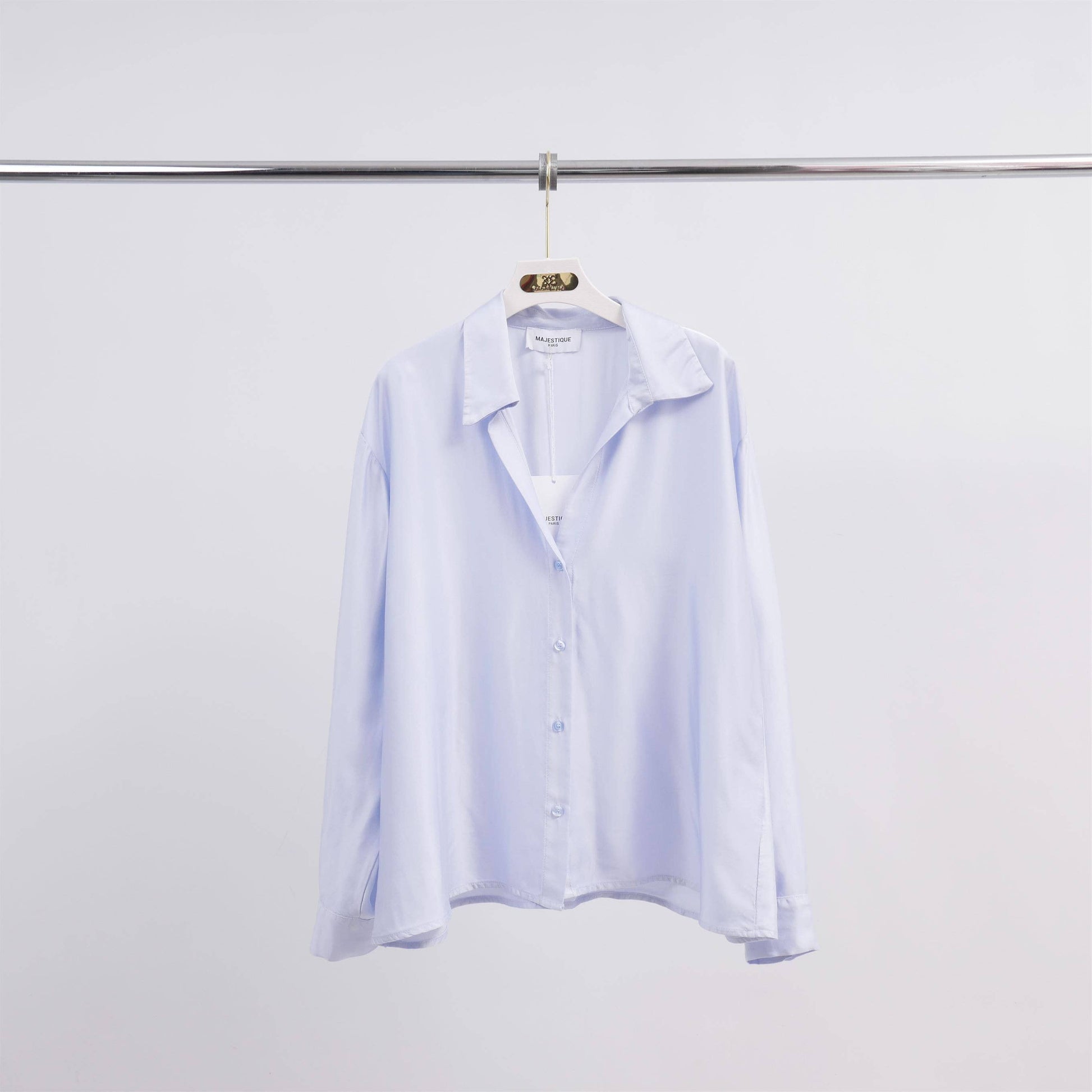 Camicia satinata in viscosa e seta