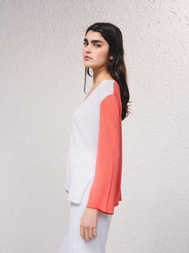 Giacca in maglia color block con scollo a V