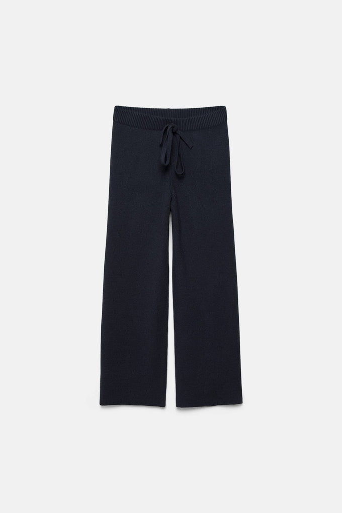 Pantaloni palazzo in maglia con vita elasticizzata