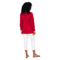 Camicia estiva in cotone e lino bordeaux