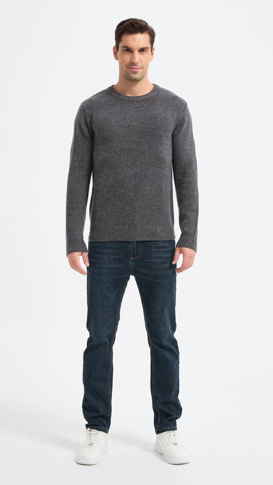 Maglione girocollo spesso antracite in filato Polyana