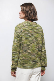 Maglione in maglia strutturata mélange verde
