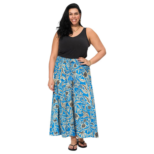 Pantaloni estivi lunghi in cotone a fantasia floreale