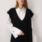 Gilet in maglia lungo con scollo a V e lacci laterali