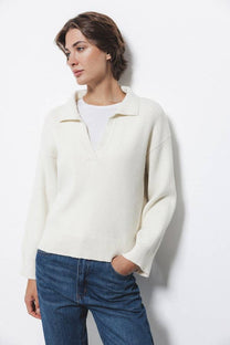 Maglione a maglia rasata con collo polo