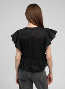 Blusa nera Salek con volant