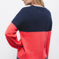 Maglione bicolore in maglia con finiture a coste