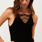 Top in viscosa con scollo a V e inserto in pizzo