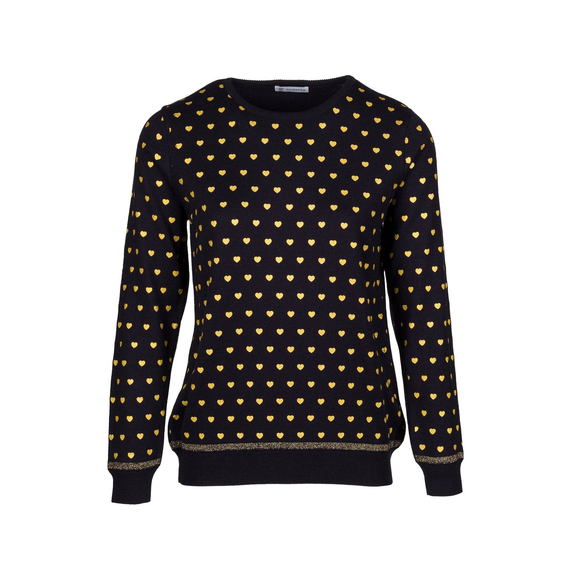 Maglia girocollo con micro cuori e dettagli lurex