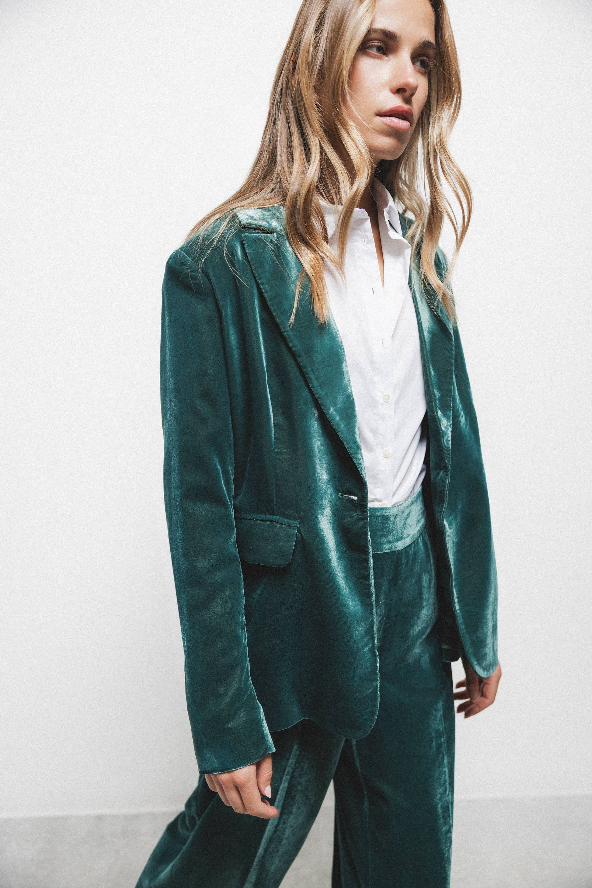 Blazer effetto velluto verde