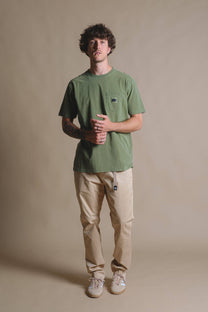 T-shirt uomo pigmentata in cotone biologico verde quercia