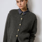 Cardigan in maglia antracite con bottoni dorati