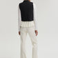 Gilet nero in crêpe con volant in chiffon