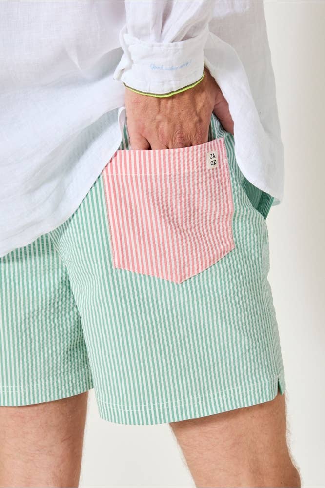 Costume da bagno a righe Sunrise verde