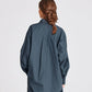 Camicia in popeline di cotone biologico blu denim