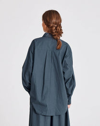 Camicia in popeline di cotone biologico blu denim